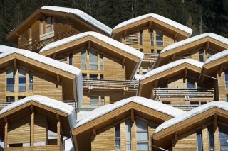 Un groupe de chalets à Grimentz.
